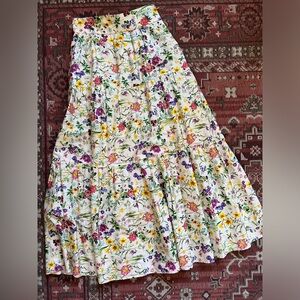 Leur Logette luxurious cotton tiered pleated floral skirt